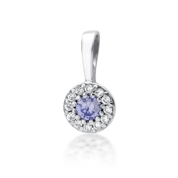 Zawieszka z białego złota 585 z tanzanitem i diamentami 0,10ct The Diamonds