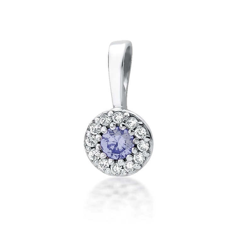 Zawieszka z białego złota 585 z tanzanitem i diamentami 0,10ct The Diamonds
