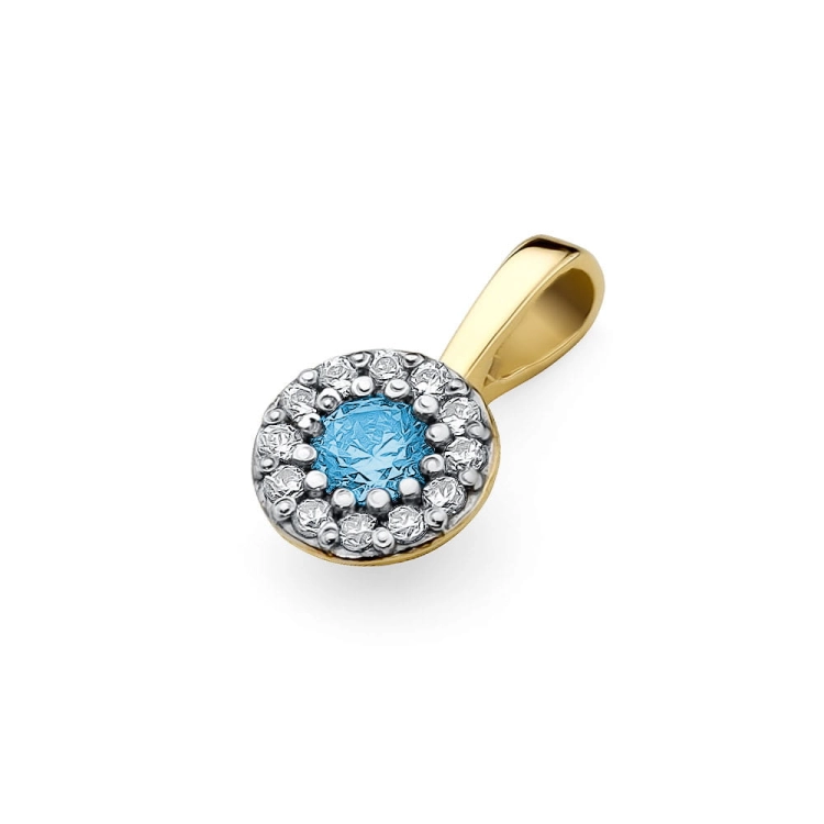 Zawieszka z żółtego złota 585 z topazem i diamentami 0,10ct The Diamonds