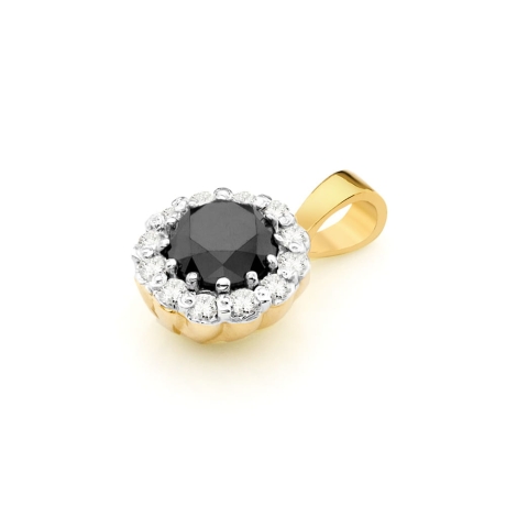 Przejdź do produktu Zawieszka z żółtego złota 585 z czarnym diamentem i diamentami 0,10ct The Diamonds 