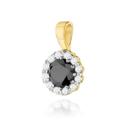 Zawieszka z żółtego złota 585 z czarnym diamentem i diamentami 0,10ct The Diamonds