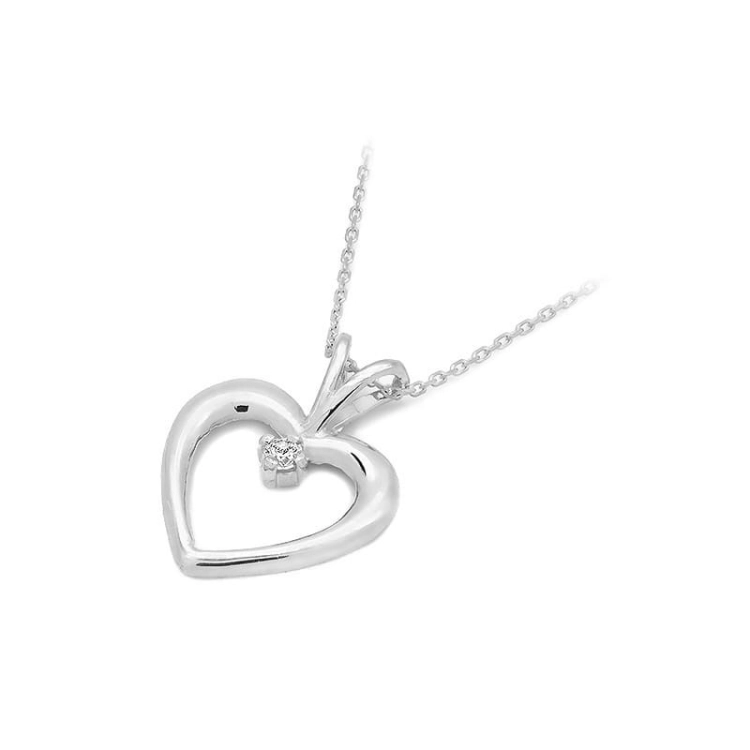 Zawieszka z białego złota serce z diamentem 0,04ct The Diamonds