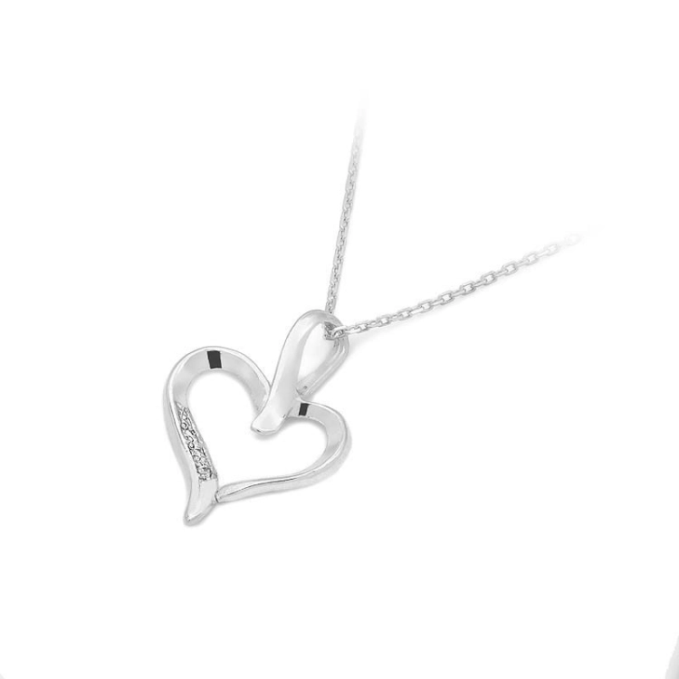 Zawieszka z białego złota serce z diamentami 0,015ct The Diamonds