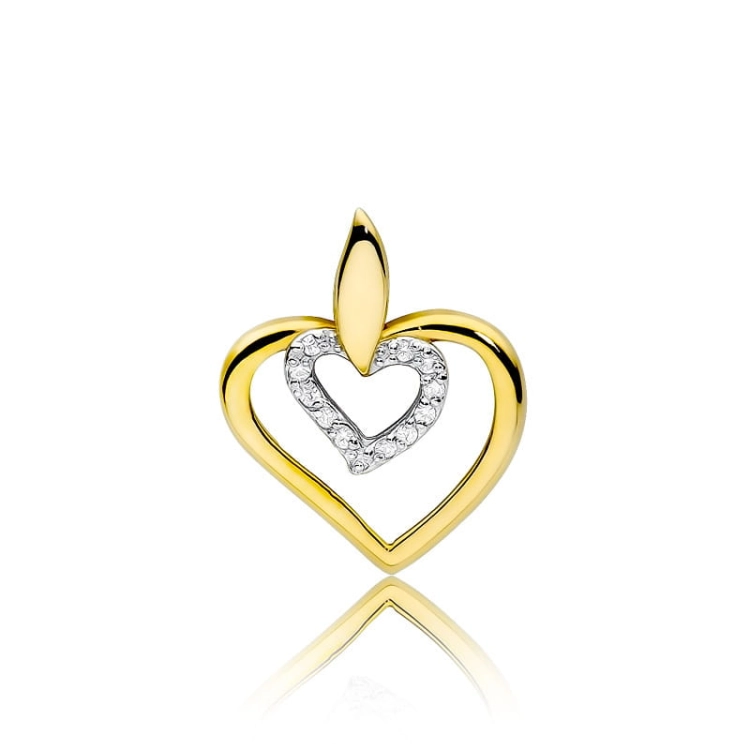 Zawieszka z żółtego złota serce z diamentami 0,06ct The Diamonds
