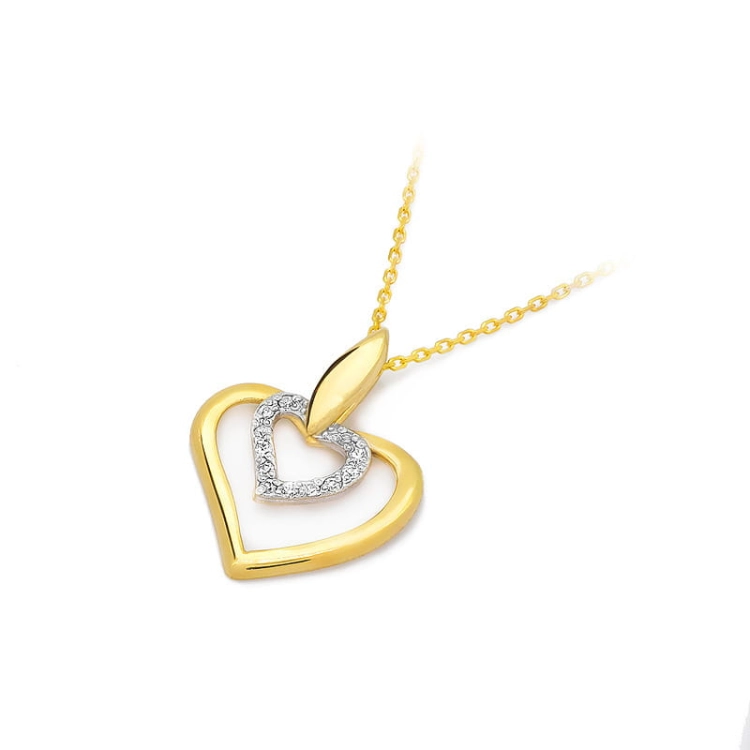 Zawieszka z żółtego złota serce z diamentami 0,06ct The Diamonds
