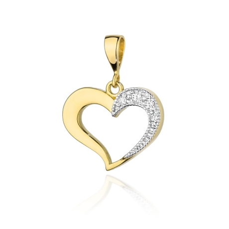 Przejdź do produktu Zawieszka z żółtego złota serce z diamentami 0,06ct The Diamonds
