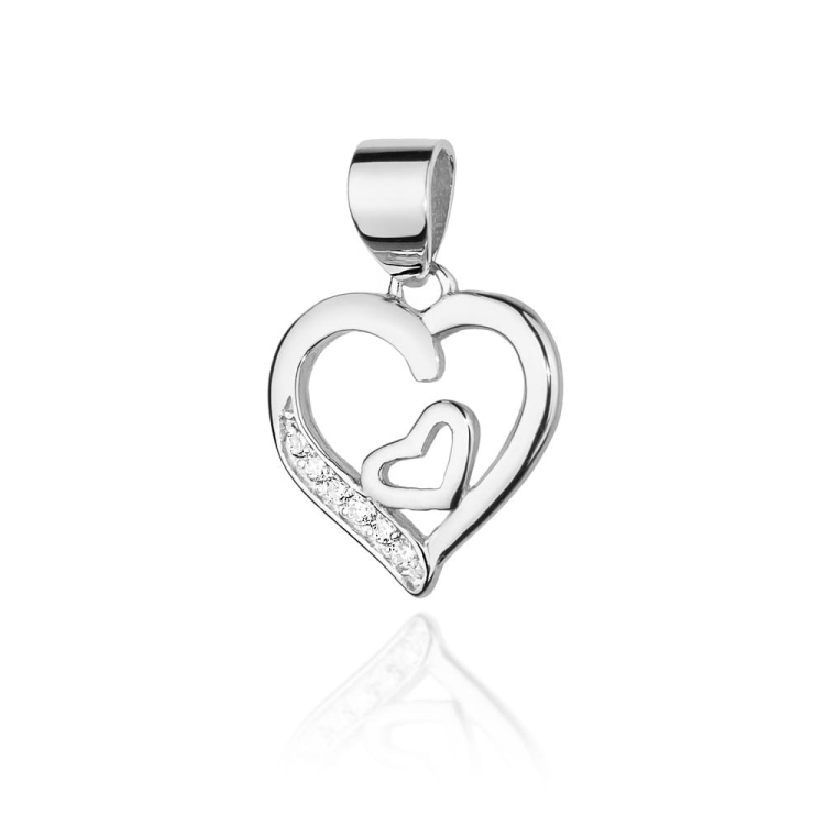 Zawieszka z białego złota serce z diamentami 0,05ct The Diamonds