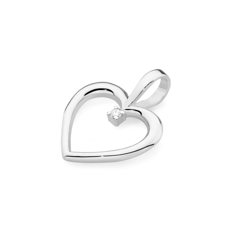 Zawieszka z białego złota serce z diamentem 0,005ct The Diamonds