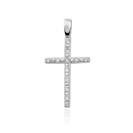 Przejdź do produktu Zawieszka z białego złota krzyż z diamentami 0,05ct The Diamonds 