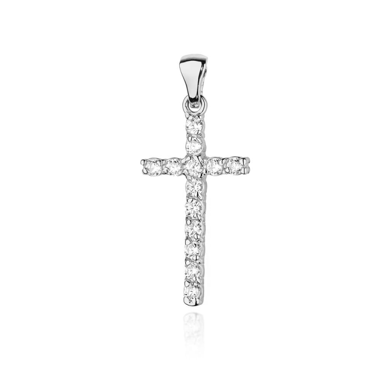 Zawieszka z białego złota krzyż z diamentami 0,39ct The Diamonds