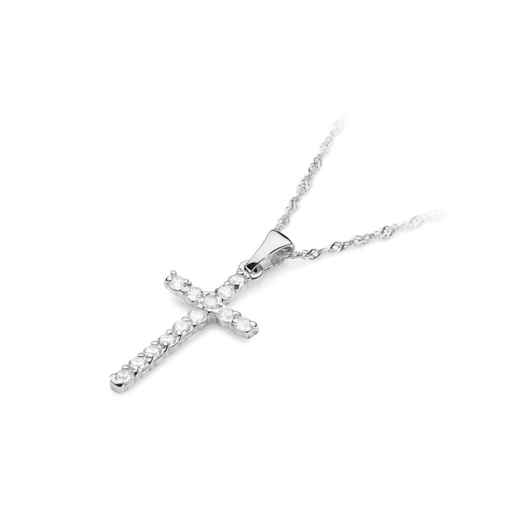 Zawieszka z białego złota krzyż z diamentami 0,39ct The Diamonds