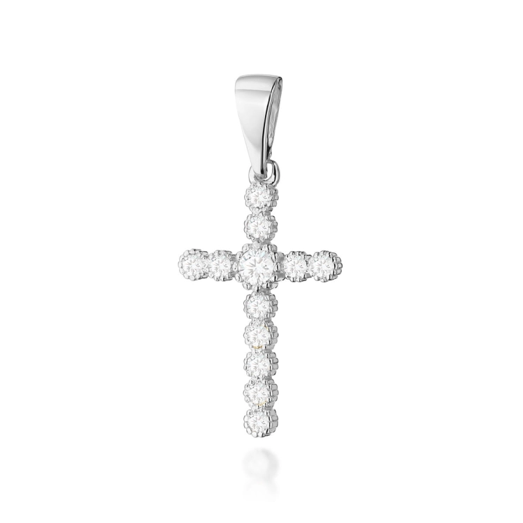 Zawieszka z białego złota krzyż z diamentami 0,32ct The Diamonds