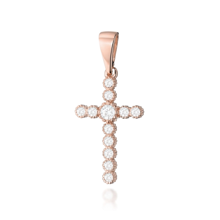 Zawieszka z różowego złota krzyż z diamentami 0,32ct The Diamonds