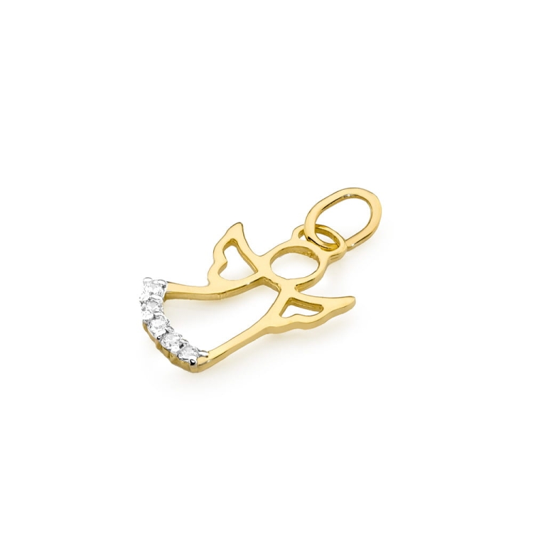 Zawieszka aniołek z żółtego złota 585 z diamentami 0,070ct The Diamonds