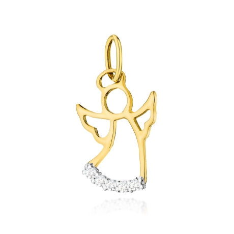Przejdź do produktu Zawieszka aniołek z żółtego złota 585 z diamentami 0,070ct The Diamonds 