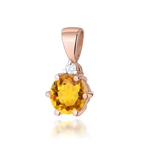 Przejdź do produktu Zawieszka z różowego złota 585 z cytrynem i diamentem 0,015ct The Diamonds