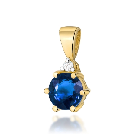Przejdź do produktu Zawieszka z żółtego złota 585 z szafirem i diamentem 0,015ct The Diamonds