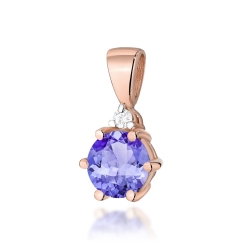 Zawieszka z różowego złota 585 z tanzanitem i diamentem 0,015ct The Diamonds