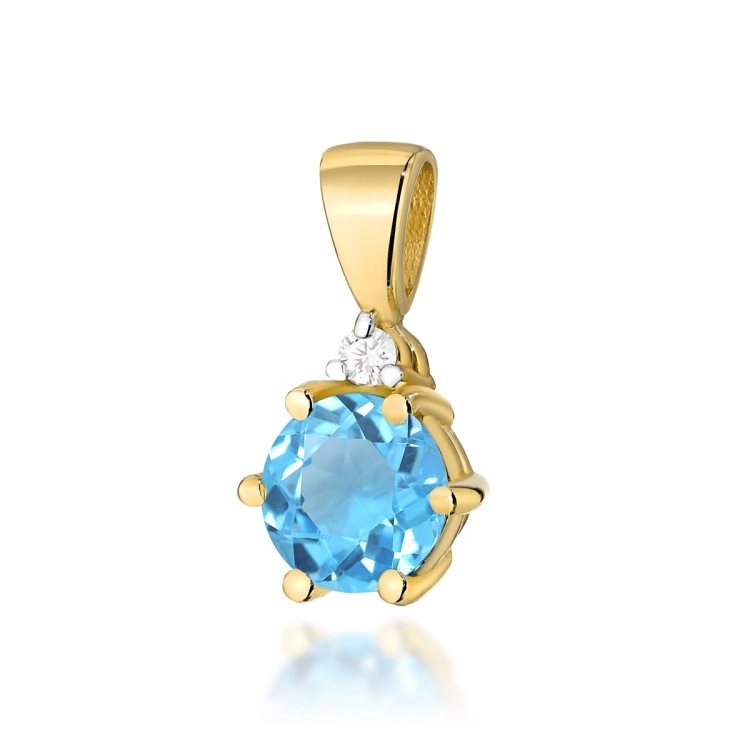 Zawieszka z żółtego złota 585 z topazem i diamentem 0,015ct The Diamonds