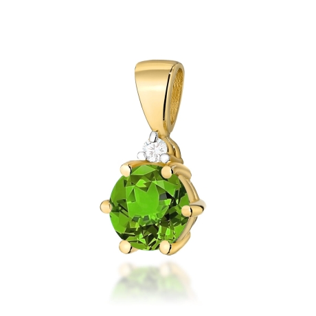 Przejdź do produktu Zawieszka z żółtego złota 585 z oliwinem i diamentem 0,015ct The Diamonds