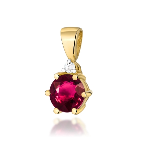 Przejdź do produktu Zawieszka z żółtego złota 585 z rubinem i diamentem 0,015ct The Diamonds