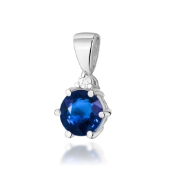 Zawieszka z białego złota 585 z szafirem i diamentem 0,015ct The Diamonds