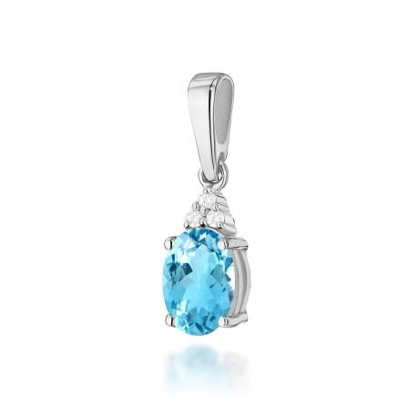 Przejdź do produktu Zawieszka z białego złota 585 z topazem i diamentami 0,025ct The Diamonds
