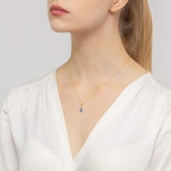Zawieszka z żółtego złota 585 z tanzanitem i diamentami 0,025ct The Diamonds