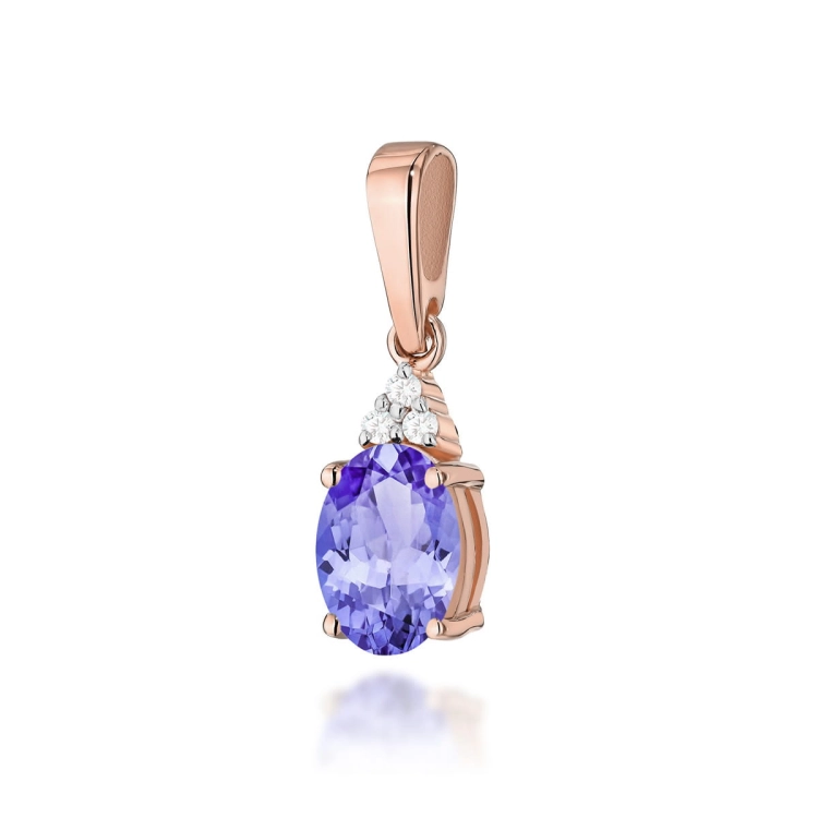 Zawieszka z żółtego złota 585 z tanzanitem i diamentami 0,025ct The Diamonds