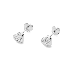 Kolczyki z białego złota 585 z diamentami 0,17ct serce The Diamonds