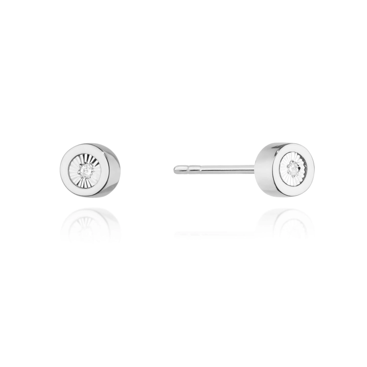 Kolczyki z białego złota 585 z diamentami 0,03ct The Diamonds