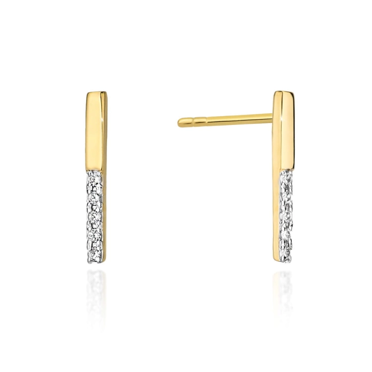 Kolczyki z żółtego złota 585 z diamentami 0,05ct The Diamonds