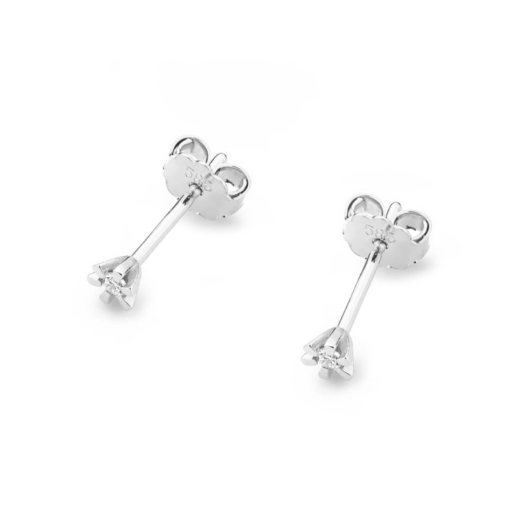 Kolczyki z białego złota 585 z diamentami 0,04ct The Diamonds