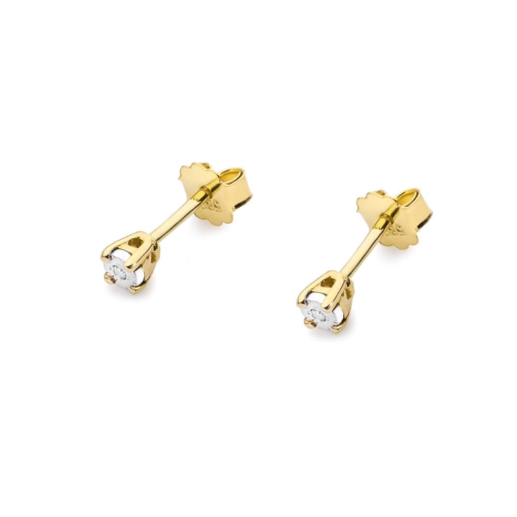 Kolczyki z żółtego złota 585 z diamentami 0,02ct The Diamonds