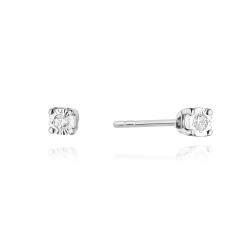 Kolczyki z białego złota 585 z diamentami 0,06ct The Diamonds