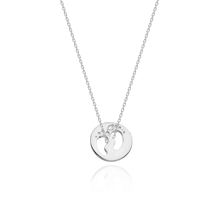 Naszyjnik z białego złota z diamentem 0,005ct stópki The Diamonds