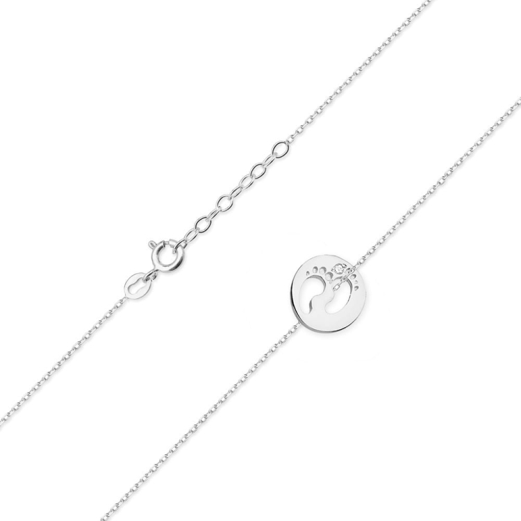 Naszyjnik z białego złota z diamentem 0,005ct stópki The Diamonds