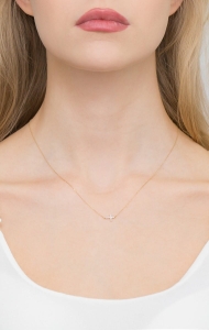 Naszyjnik z żółtego złota z diamentami 0,06ct krzyżyk The Diamonds