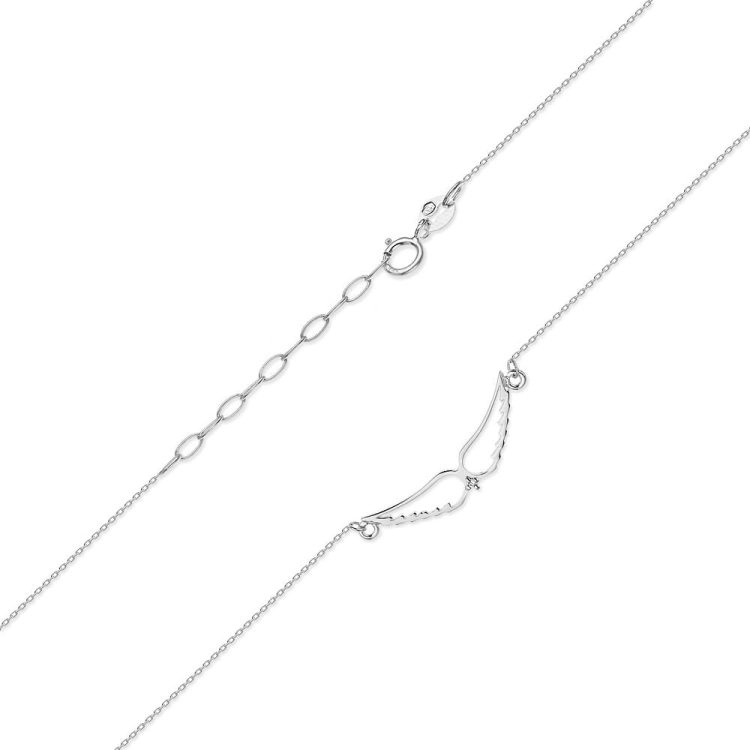 Naszyjnik z białego złota z diamentem 0,005ct skrzydła The Diamonds