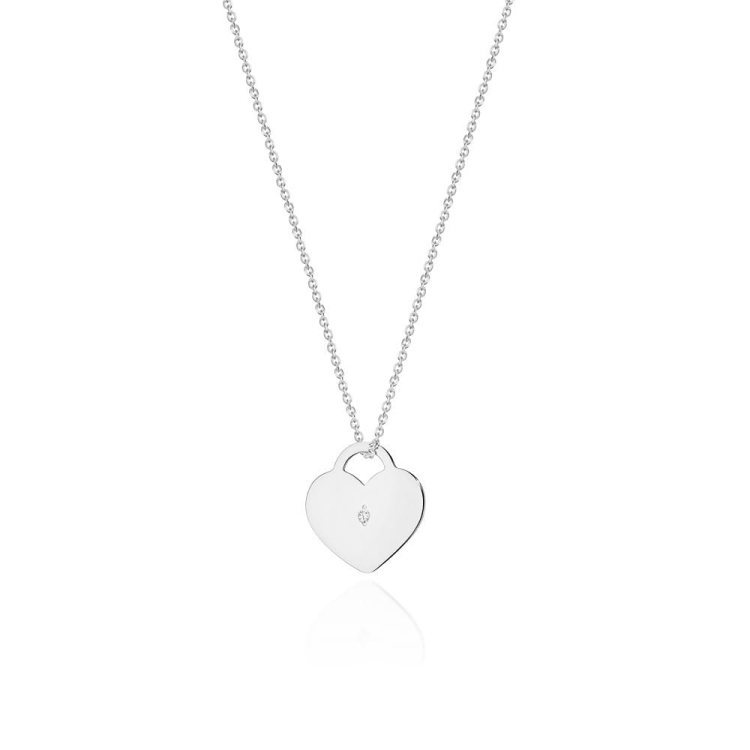Naszyjnik z białego złota z diamentem 0,005ct serce The Diamonds