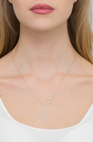 Przejdź do produktu Naszyjnik z żółtego złota z diamentem 0,005ct krzyż  The Diamonds