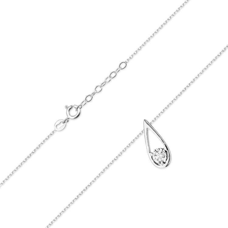 Naszyjnik z białego złota z diamentem 0,08ct The Diamonds