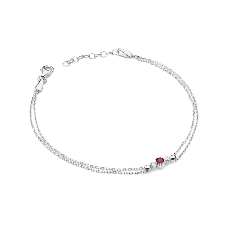 Bransoletka z białego złota 585 z rubinem i diamentami 0,029ct The Diamonds