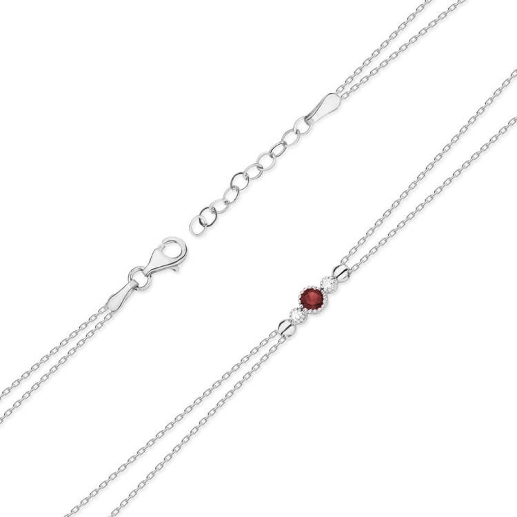 Bransoletka z białego złota 585 z rubinem i diamentami 0,029ct The Diamonds