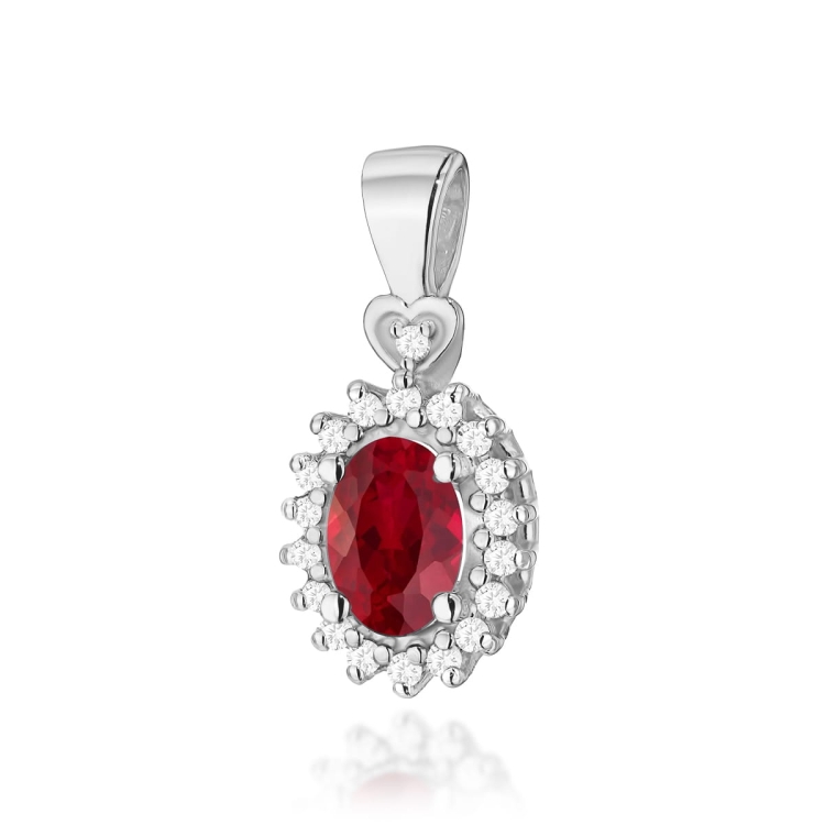 Zawieszka z białego złota 585 z rubinem i diamentami 0,095ct The Diamonds