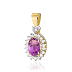 Zawieszka z żółtego złota 585 z ametystem i diamentami 0,095ct The Diamonds