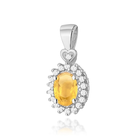 Przejdź do produktu Zawieszka z białego złota 585 z cytrynem i diamentami 0,095ct The Diamonds 