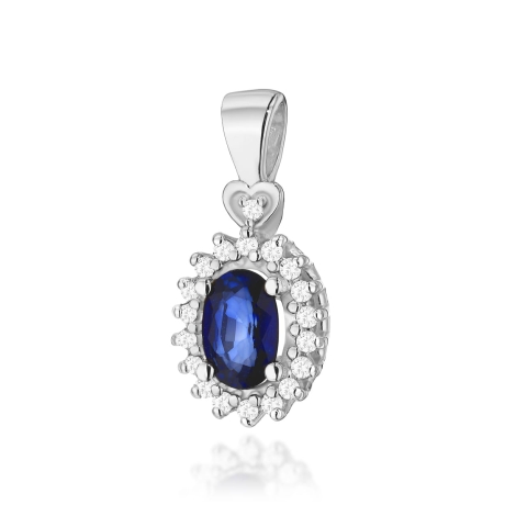 Przejdź do produktu Zawieszka z białego złota 585 z szafirem i diamentami 0,095ct The Diamonds 