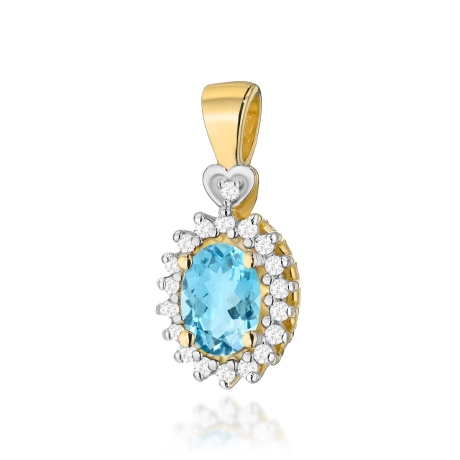 Przejdź do produktu Zawieszka z żółtego złota 585 z topazem i diamentami 0,095ct The Diamonds