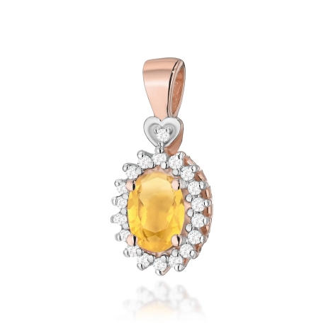 Przejdź do produktu Zawieszka z różowego złota 585 z cytrynem i diamentami 0,095ct The Diamonds
